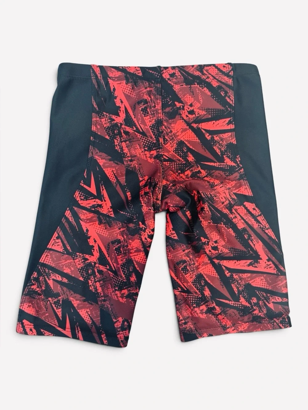 Boys Red and Black Competitive Jammer Swim Shorts with Tie Size: 8-10 (24”-25”)